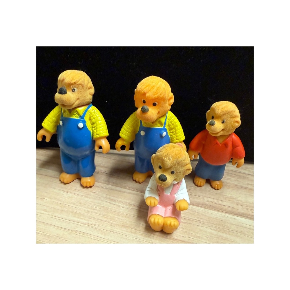 Vintage 1986 Berenstain Bears Flocked PVC Figures Set of 4 Papa  Brother Sister